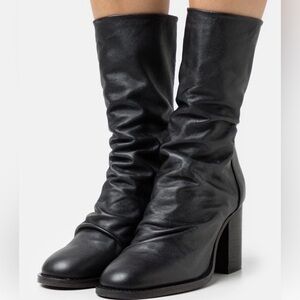 Free People Elle Leather Back Zipper Slouch Boots Size 6